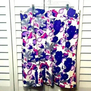 Cato Linen Blend Floral A-Line Skirt Size 22W